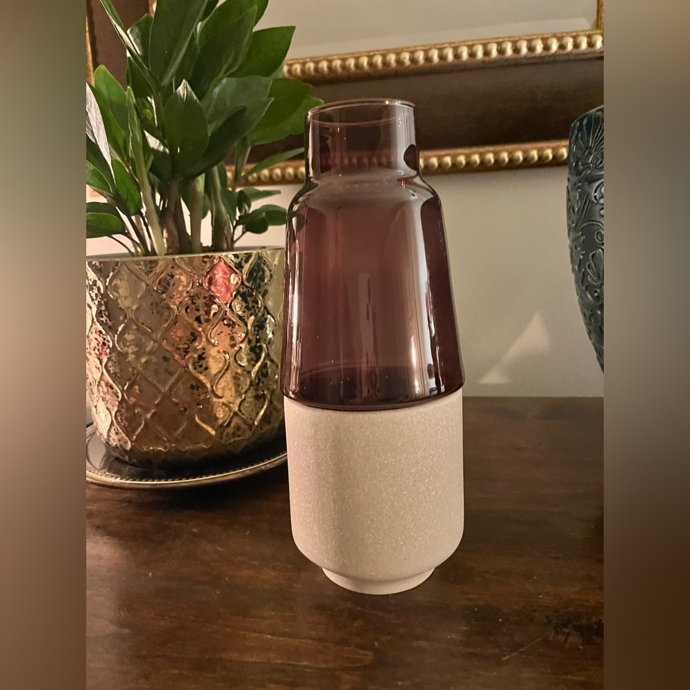 Jai Inc. Lantern and Shade series hand blown glass 2 piece vase, NWT!